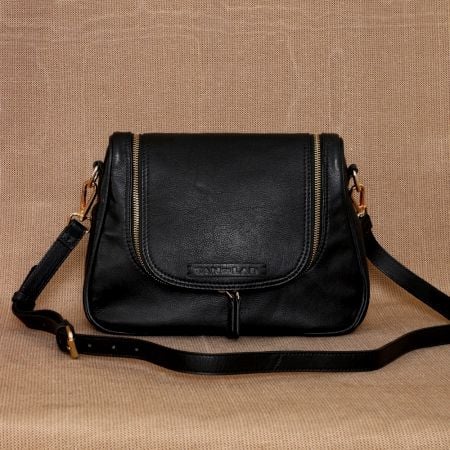 Handmade Charcoal Sling Bag Leather Unique Premium